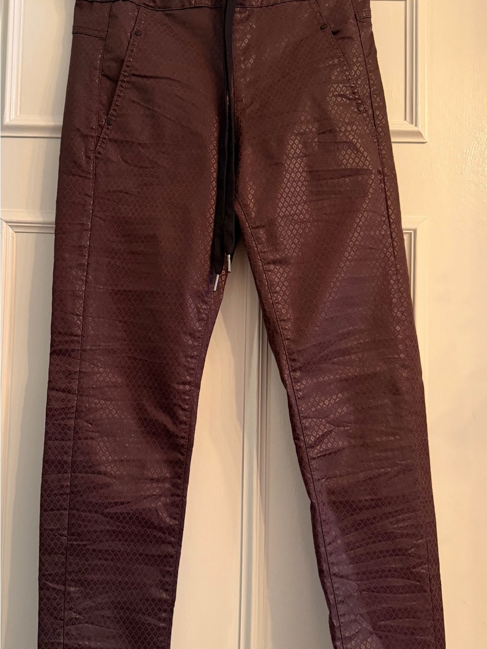 Women's Skinny Jogger Pants in brown subtle snake print.